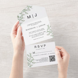 Código QR de Casamento de Monograma Mínimo Simples
