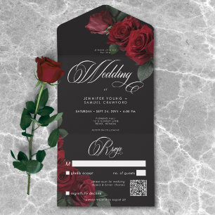 Código QR de Casamento de Rosas vermelhas de sangu
