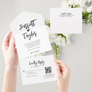 Código QR de Casamento de Script de Coração Simple