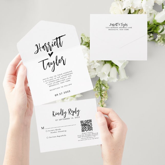 Código QR de Casamento de Script de Coração Simple (Criador carregado)