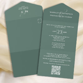 Código QR de Casamento Elegante Verde Personalizad