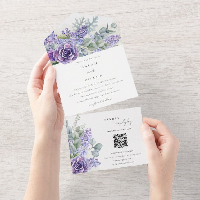 Código QR de Casamento Eucalyptus Foliage Suculent (Aba destacável)