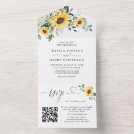 Código QR de Casamento Eucalyptus Sunflower Elegan