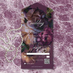 Código QR de Casamento Floral Elegante Borgonha Ma