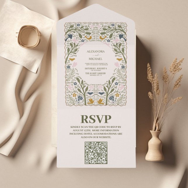 Código QR de Casamento Floresta de Samambaia Verde (Criador carregado)