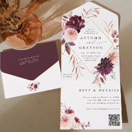 Código QR de Casamento Geométrico Dourado de Autum