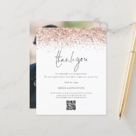 Código QR de Casamento Glitter Dourado Rosa de Orç