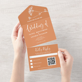 Código QR de Casamento Laranja Simples Minimalista