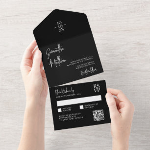 Código QR de Casamento Minimalista Russo Moderno N