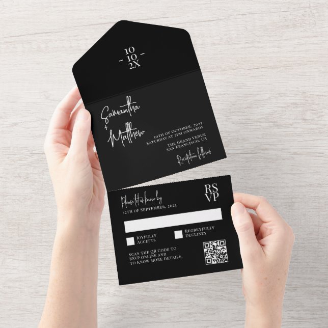 Código QR de Casamento Minimalista Rústico Moderno (Aba destacável)