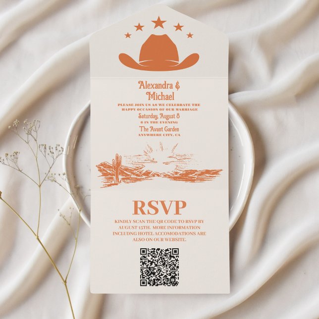 Código QR de Casamento Ocidental do Ranch de País  (Criador carregado)