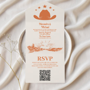 Código QR de Casamento Ocidental do Ranch de País