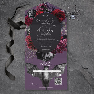 Código QR de Casamento Púrpura Floral de Glam das 