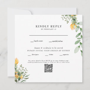 Código QR de Casamento Quadrado Branco de Girassol