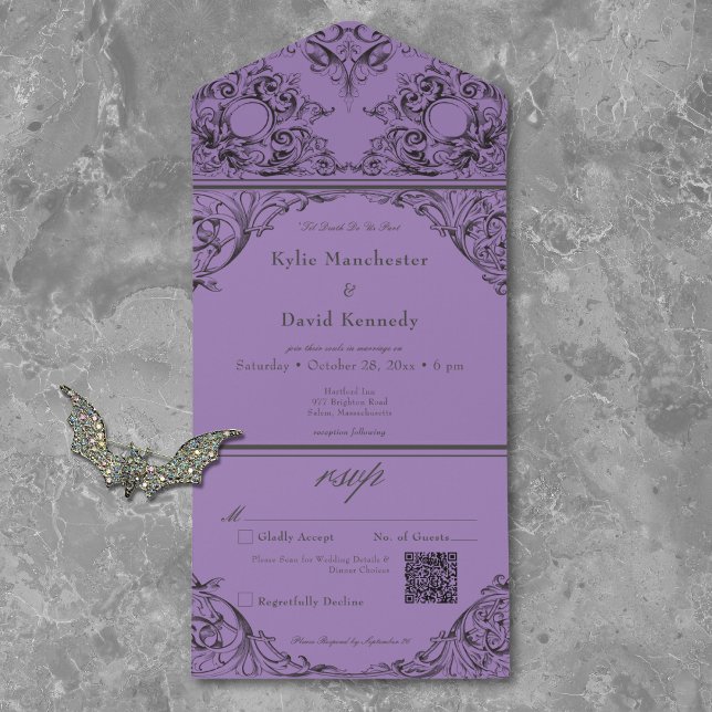 Código QR de Casamento Roxo Preto até à Morte (Criador carregado)