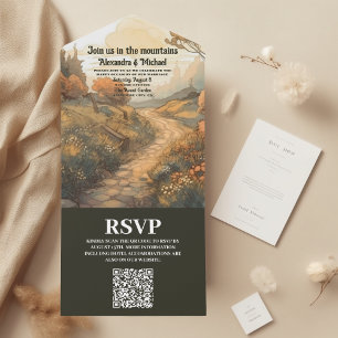 Código QR de Casamento Verde da Floresta Russa de