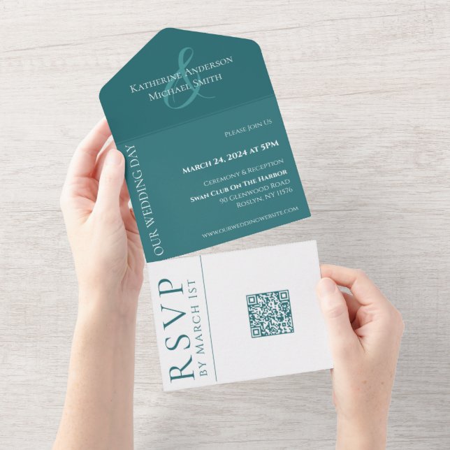 Código QR de Casamento Verde do Esmeralda Simples  (Aba destacável)