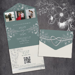 Código QR de Casamento Verde Sage Moderno