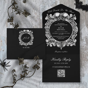 Código QR de Caveiras Góticas de Casamento Até a M