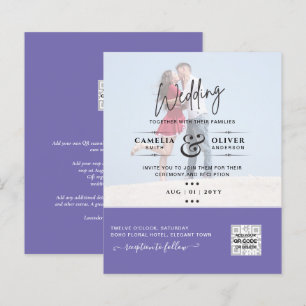 Código QR de Convite de Casamento com Foto Roxa Sa
