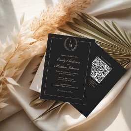 Código QR de Convite de Casamento de Blush Preto