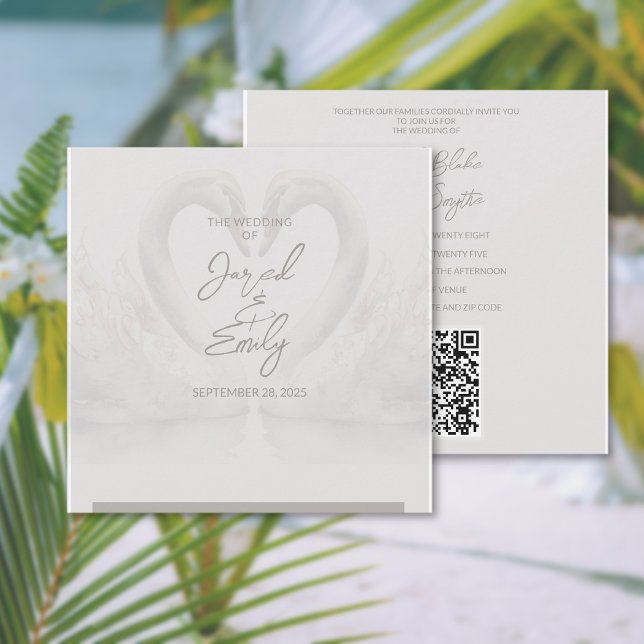 Código QR de Convite de Casamento Swan (Swan Wedding Invitation QR Code)