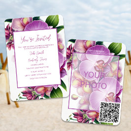 Código QR de Convite de Foto Floral