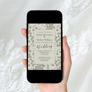 Código QR de Convite Digital Floral Moderno de Con