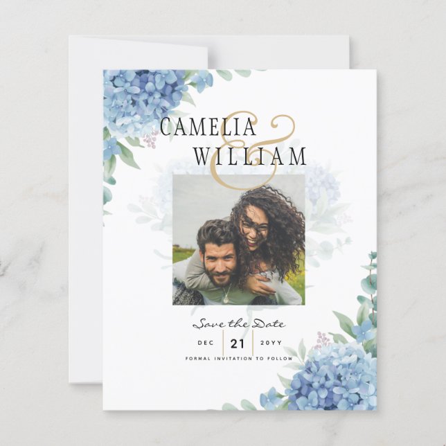 Código QR de Convite para Casamento de Hydrangea A (Frente)