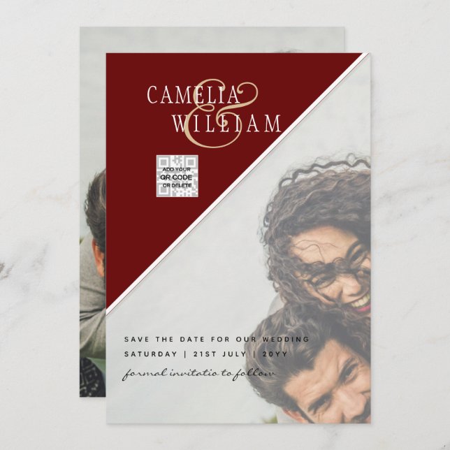 Código QR de Data de Salvamento do Convite de casa (Frente/Verso)