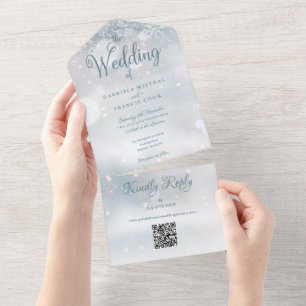 Código QR de flocos de neve Monograma Casamento de
