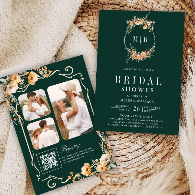 Código QR de Flor Silvestre Convite de Chá de Noiv (Criador carregado)