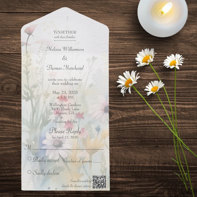 Código QR de Flores Silvestres em Aquarela de Prim (Criador carregado)