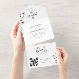 Código QR de Flores Silvestres Tipografia Boho Ret