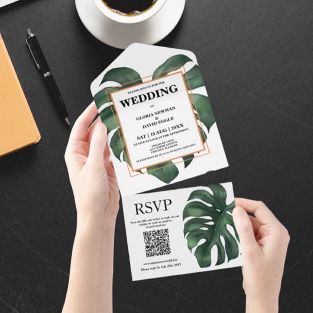 Código QR de Folha de Monstera Verde (Criador carregado)