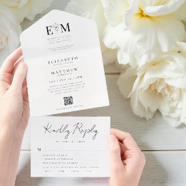 Código QR de Folhagem Simples e Elegante Moderna d