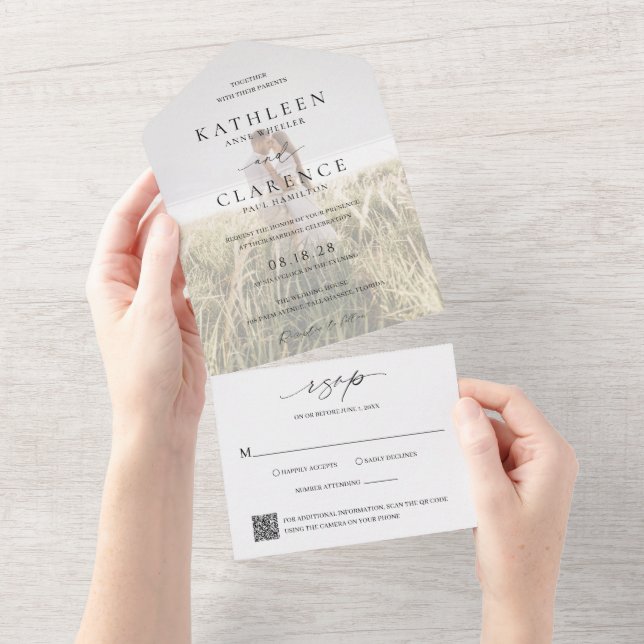 Código QR de Foto Clássico Casamento Elegante (Aba destacável)