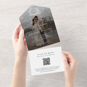Código QR de foto com monograma de caligrafia mini