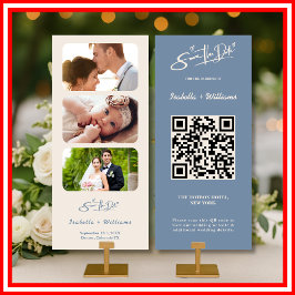 Código QR de Foto de Casamento Azul Empoeirado Ele