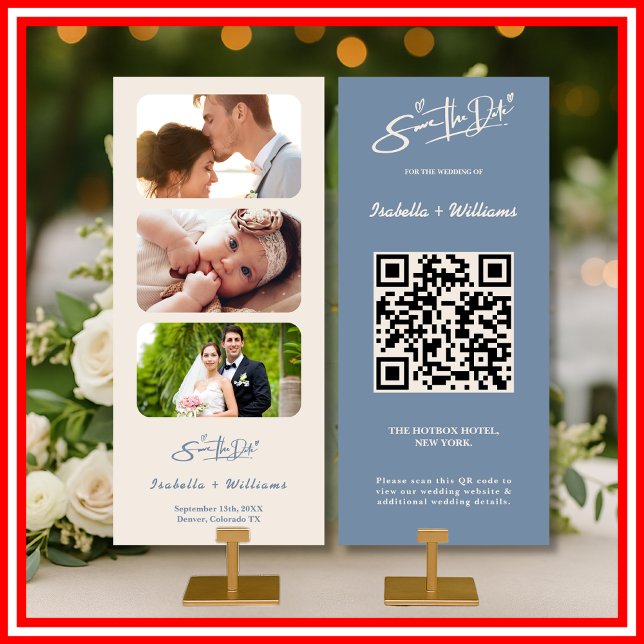 Código QR de Foto de Casamento Azul Empoeirado Ele (Criador carregado)