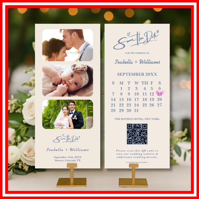 Código QR de Foto de Casamento Azul Empoeirado Ele (Criador carregado)