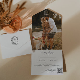 Código QR de Foto de Casamento com Monograma Minim