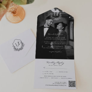 Código QR de Foto de Casamento de Monograma Floral