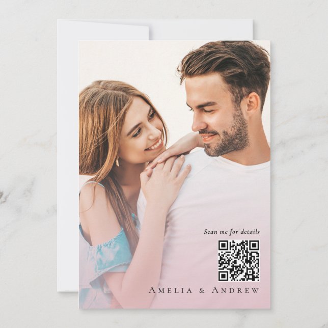 Código QR de Foto de Convite para Casamento de Ros (Verso)