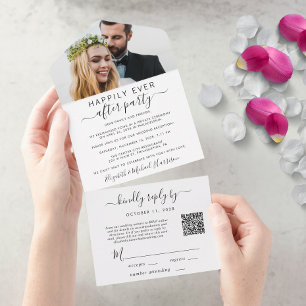 Código QR de Foto Elegante para Recepção de Casame