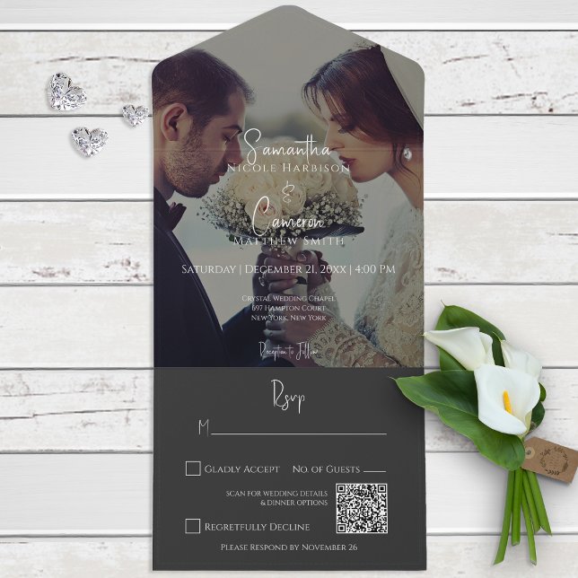 Código QR de Foto Elegante Preto Moderno (Criador carregado)