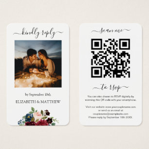 Código QR de Foto Floral Vermelha Burgundy Digital