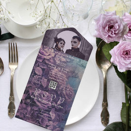 Código QR de Foto Lavanda de Rosa Roxo-Gótico Escu