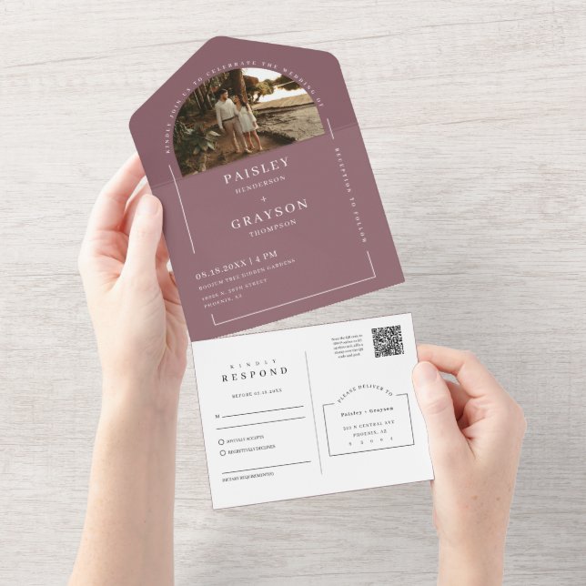 Código QR de Foto Mínimo de Arch Moderno Dusty Pur (Aba destacável)