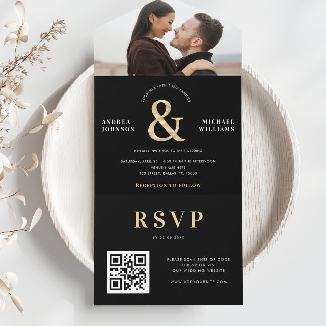 Código QR de Foto Moderna e Casamento de Ampersand (Criador carregado)